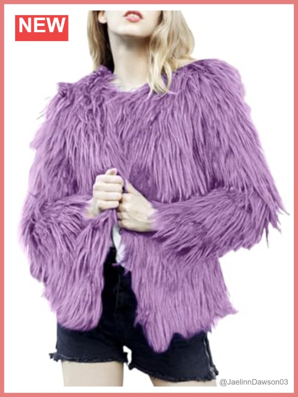 Women's Shaggy Faux Fur Open Front Cropped Coat Long Sleeve Furry Jacket